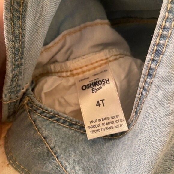 Oshkosh B'gosh Overall Dress Denim White Tulle Metallic Gold Polka Dots Size 4T - Picture 5 of 6